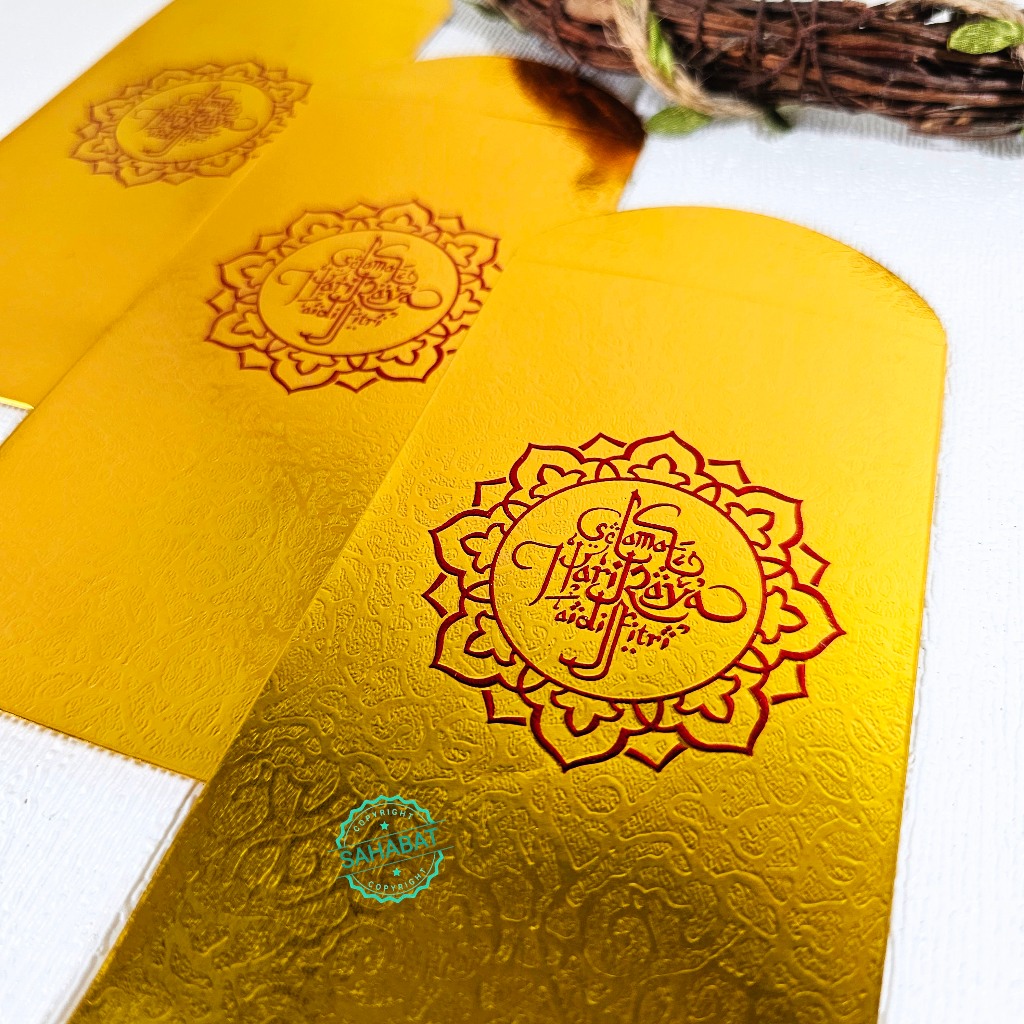 

10PCS AMPLOP LEBARAN IDUL FITRI EMBOS KALIGRAFI EMAS AMPLOP MEWAH UKURAN PANJANG