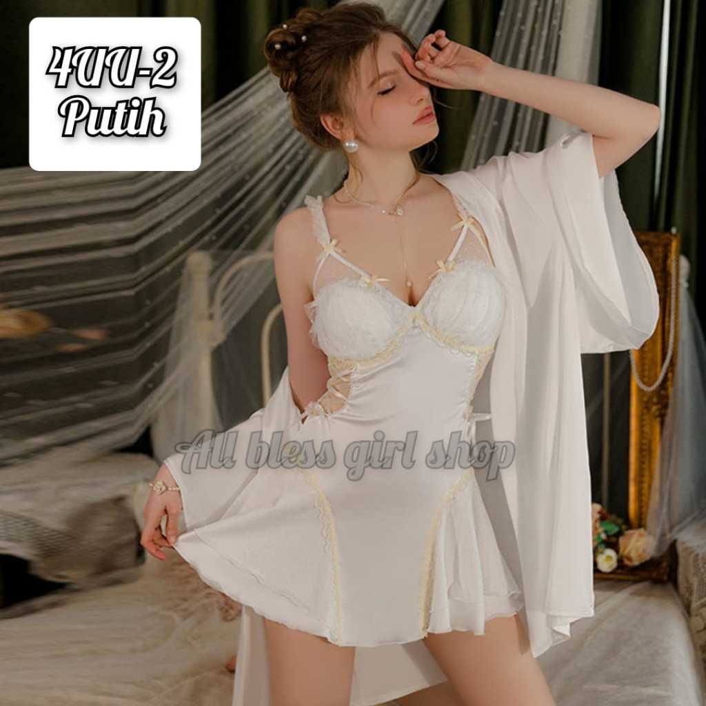 Baju tidur impor Lingerie sexy dress kimono wanita satin premium 4U/4UU