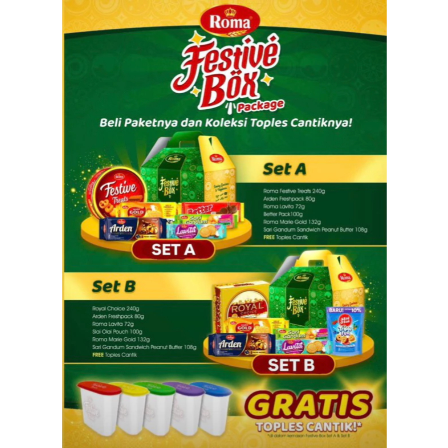 

HAMPERS / PARCEL / PARSEL / PAKET LEBARAN / RAMADHAN TERMURAH FESTIVE BOX ROMA PACKAGE MAYORA