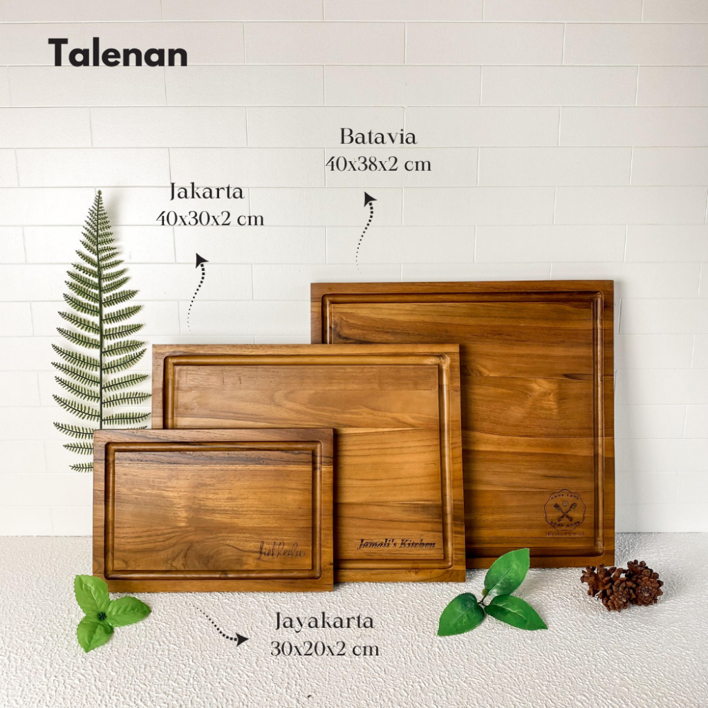 Talenan Kayu JATI PREMIUM (FREE UKIR NAMA/LOGO) | Talenan Kayu Edge Line | Talenan Jati ASLI