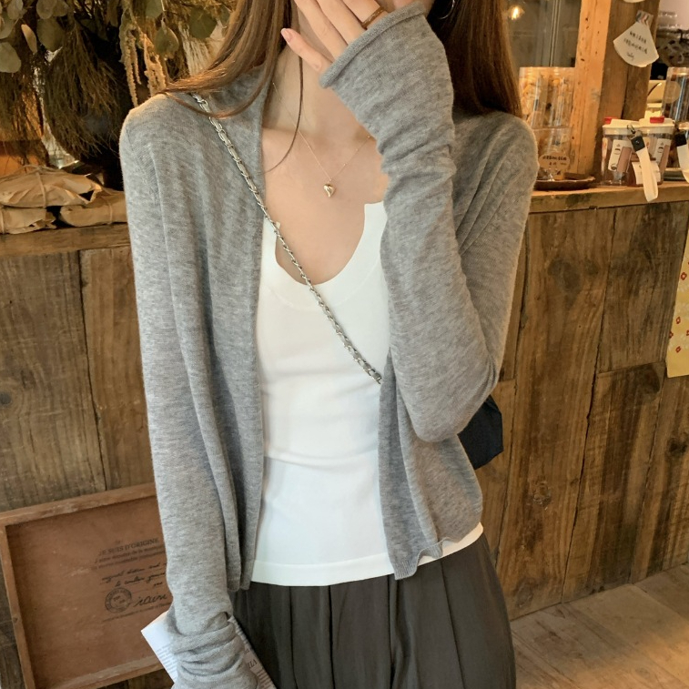 KOKO - Cardigan Rajut Tanpa Kancing Lengan Panjang Wanita