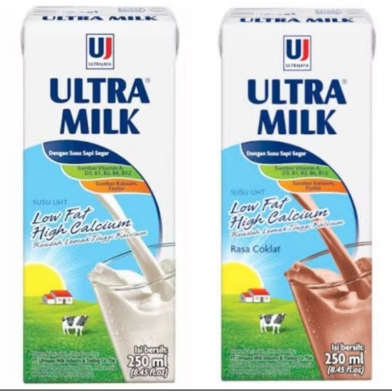 

Susu UHT Ultramilk Lowfat 250 ml isi 24 pcs per karton Low fat Ultra Jaya