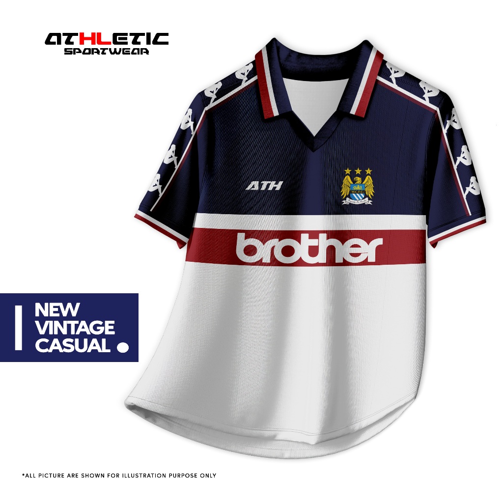 ATHLETIC SPORTWEAR - Jersey Vintage Bola Fantasy Manchester City Away 1997 Fullprinting Casual - Ata