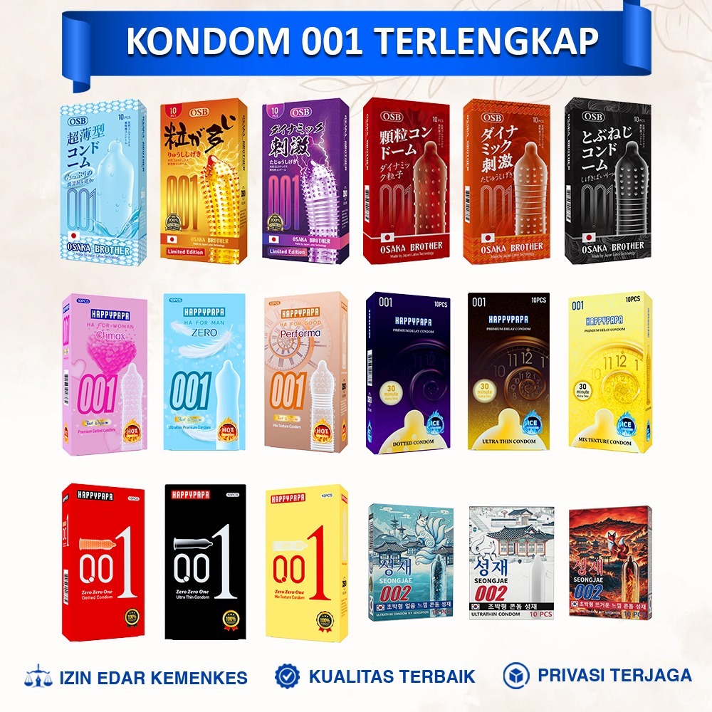 Kondom 001 Varian Terlengkap Tipis Berduri dan Bergerigi Original
