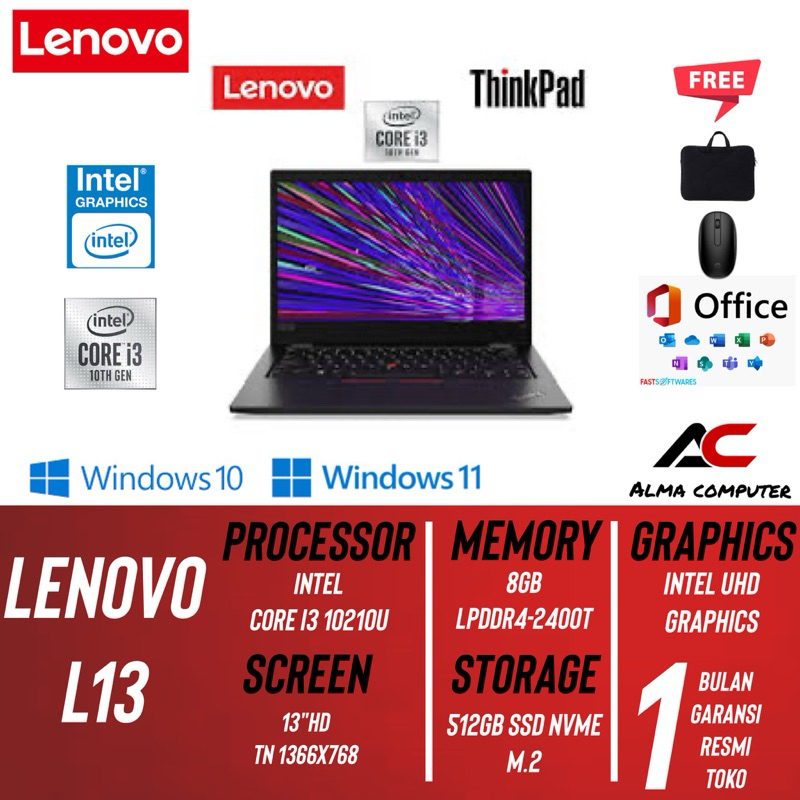 Lenovo ThinkPad L13 Core i3 Gen 10 Kinerja Handal untuk Setiap Aktivitas