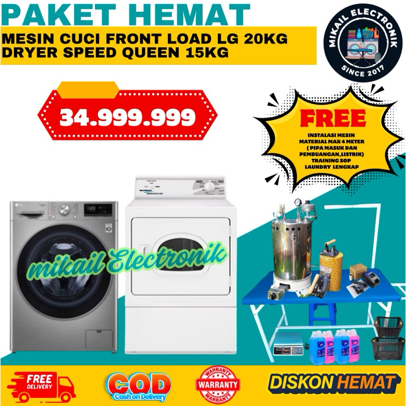 PAKET USAHA LAUNDRY HEMAT LENGKAP MESIN CUCI LG 20 KG