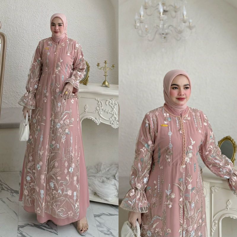 Rania dress ceurty mix brukat tille import