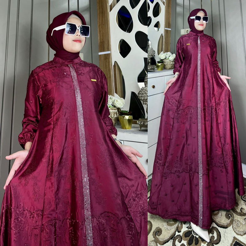 GAMIS TERBARU WANITA BAHAN SUTRA BORDIR PREMIUM BUSUI STANDART JUMBO SERAGAMAN
