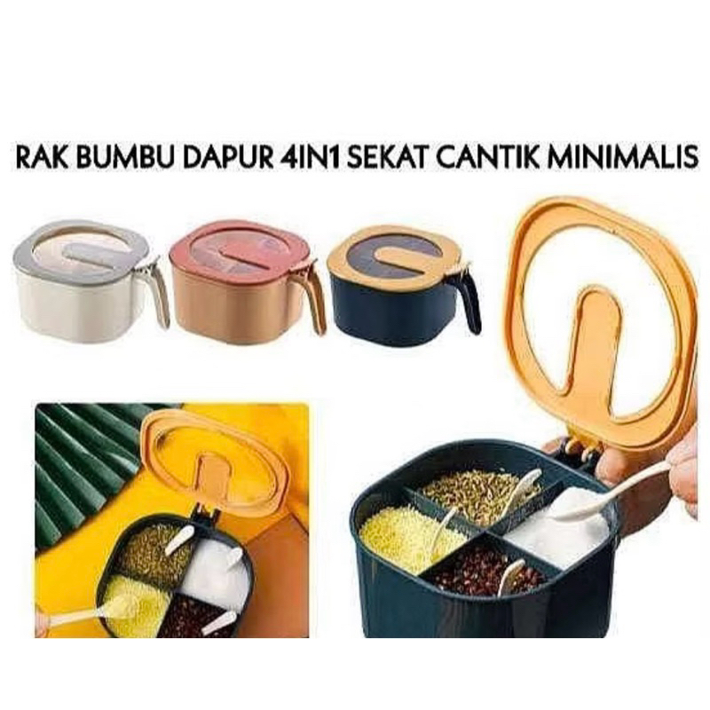 Rak Bumbu dapur 4in1 Sekat Cantik Minimalis