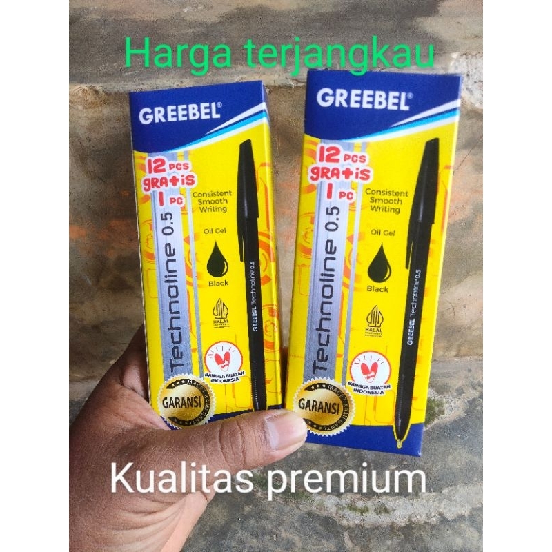 

Bolpoin/Pulpen Greebel Technoline 0.5 isi 12pcs gratis 1pcs warna hitam/black oil gel harga terjangkau bisa untuk pedagang .