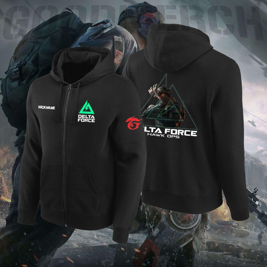 JAKET HOODIE ZIPPER GARENA DELTA FORCE - GRATIS CETAK NICKNAME