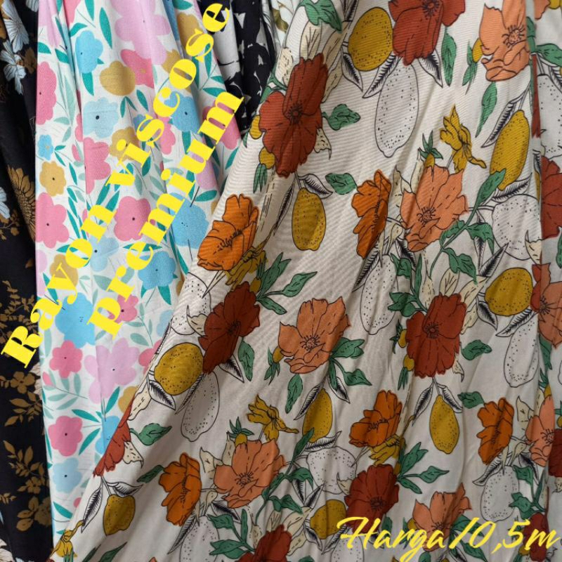 KAIN RAYON PREMIUM MOTIF BUNGA  - KAIN RAYON MOTIF BUNGA HARGA/0,5M