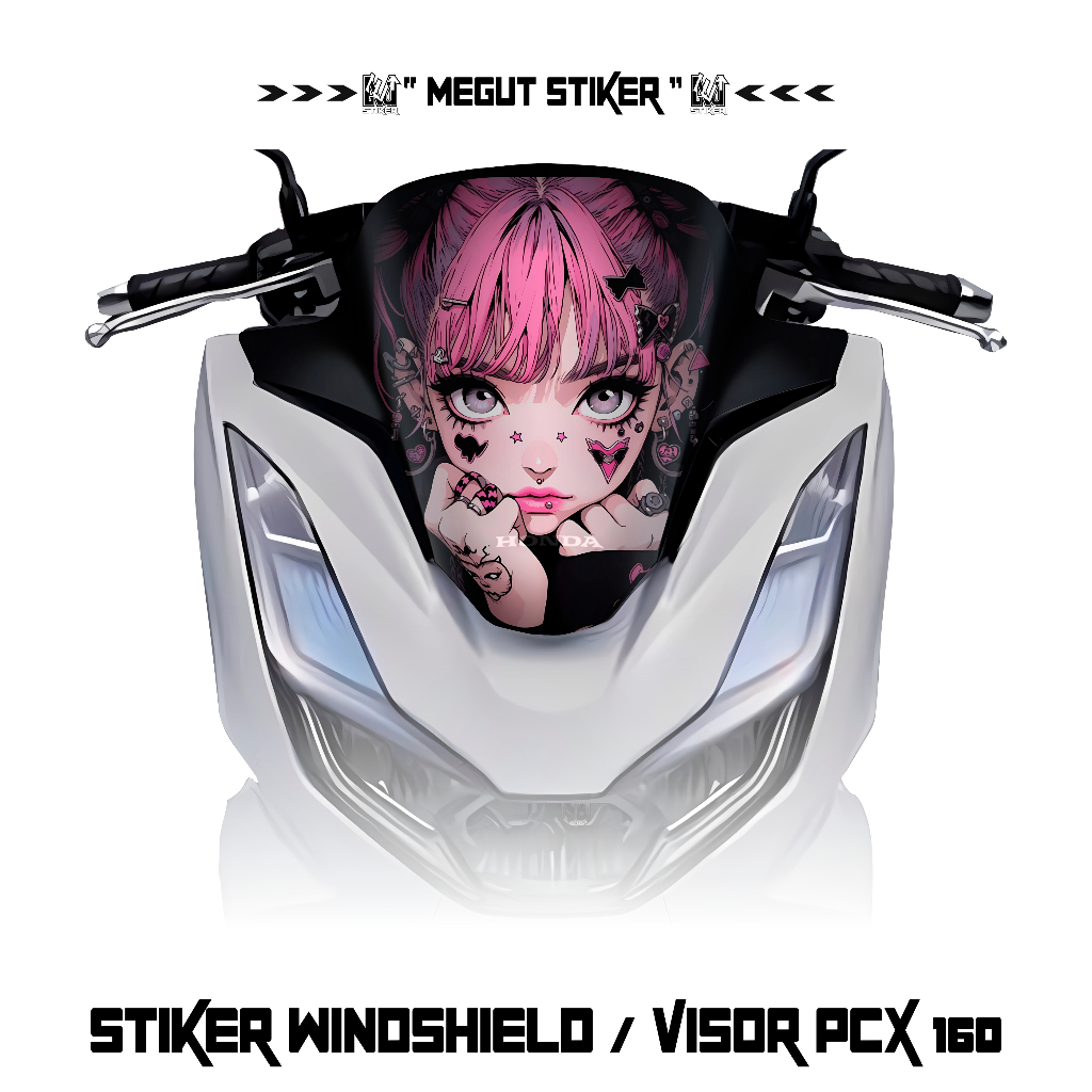 STIKER VISOR PCX NEW 160 ( MOTIF 7 ) GAMBAR ANIME / STICKER WINDSHIELD PCX 160 #STICKERVISOR #PCX