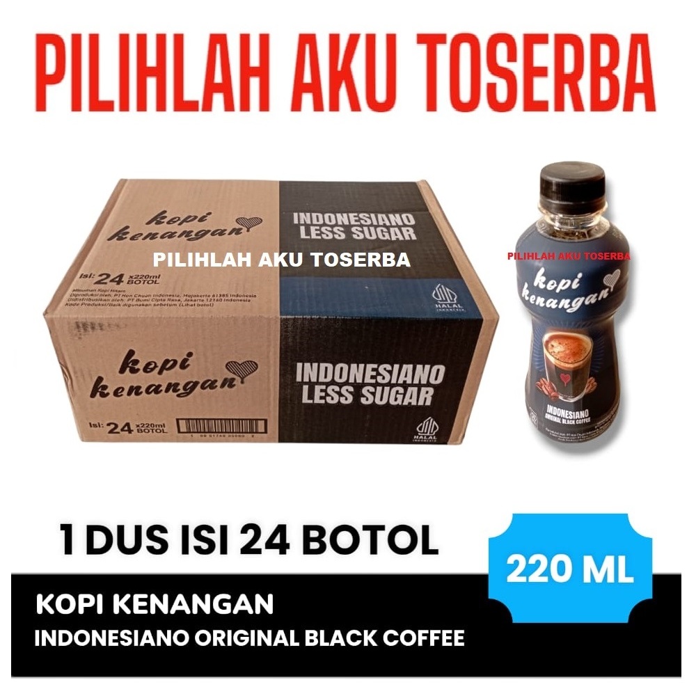 

KOPI KENANGAN INDONESIANO BLACK COFFEE LESS SUGAR 220 ml - ( 1 DUS isi 24 )