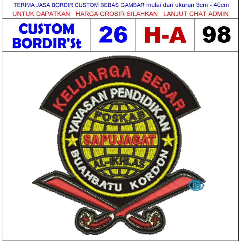 PATCH BORDIR LOGO H-A98 KELUARGA BESAR YAYASAN PENDIDIKAN BUAHBATU KORDON - CUSTOM BORDIR S'T TESTIM