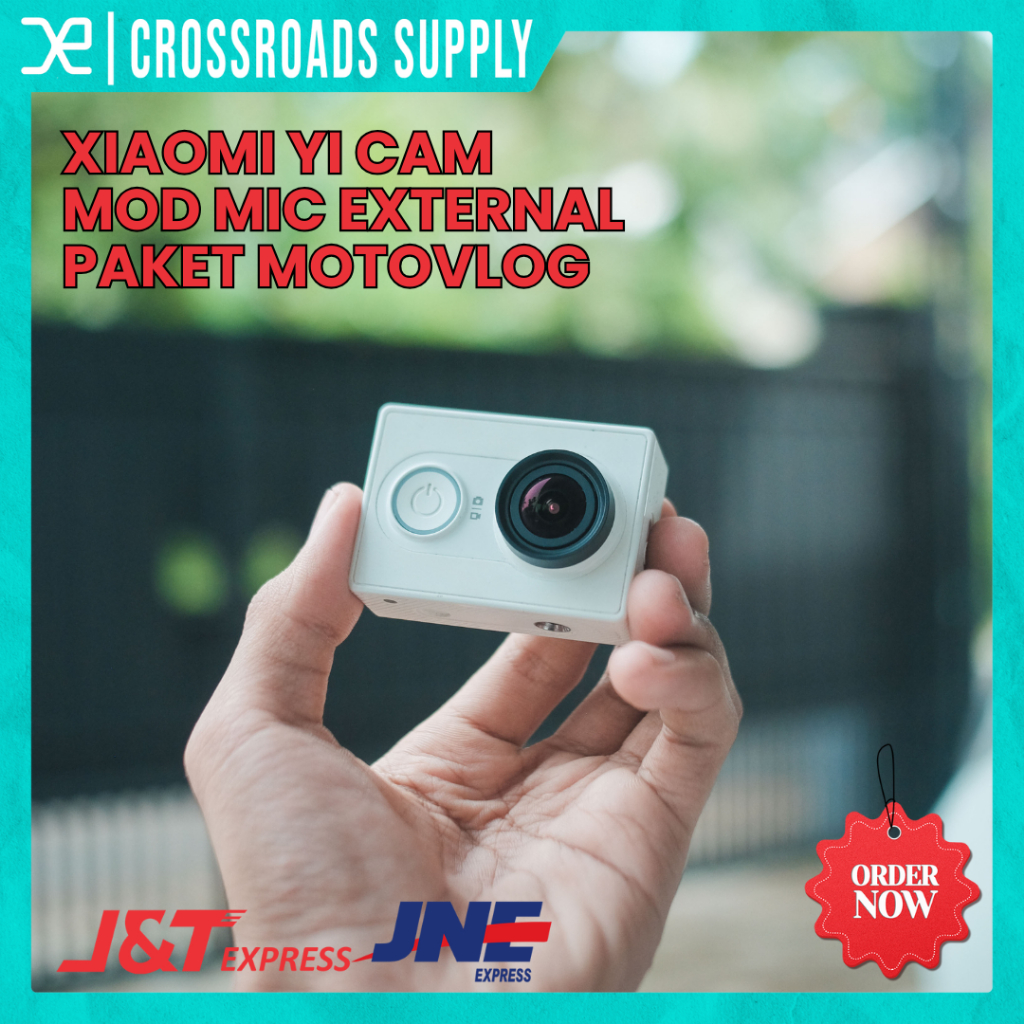 Action Cam Yi Cam Mod Mic External Paket Motovlog Warna Putih Mulus Bergaransi