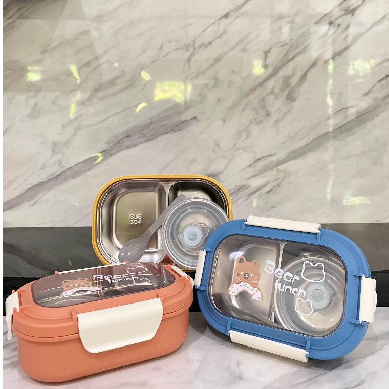 HITOSE - NEW ARRIVAL Lunch Box Hajime - Kotak Bekal Stainless Steel Anti Tumpah - Tepak Makan Anak D