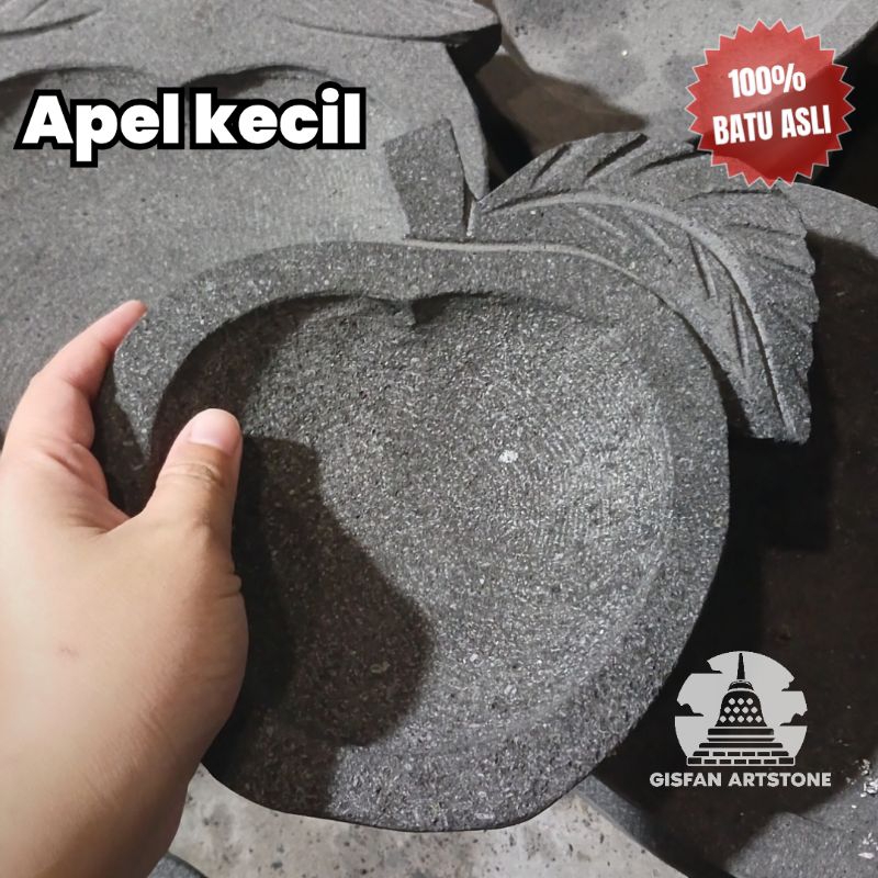 Limit stock cobek Apel batu asli merapi ukuran kecil,sedang,besar (free 2 ulegkan pistol & inul) pac