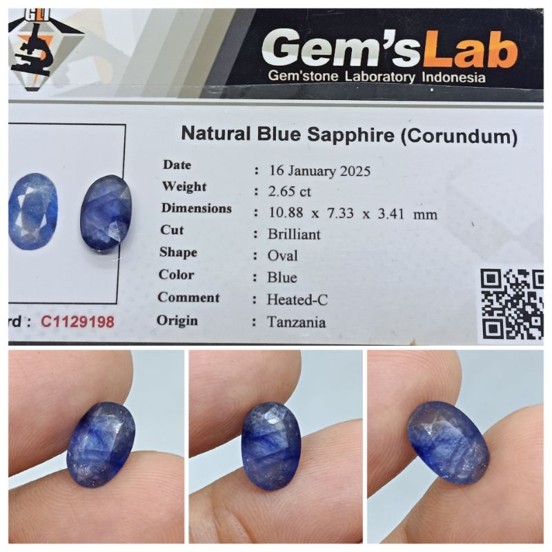 Natural Blue sapphire Tanzania 2,6 ct plus memo Safir Afrika