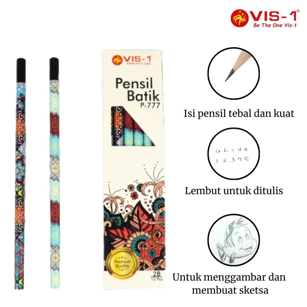 

VIS-1 - Pensil 2B P-777 motif Batik / Pensil Fancy / Pensil Karakter / Pensil Lucu / Petelot
