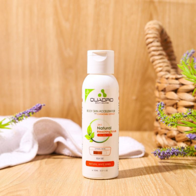 Quadro Natural Body Bleaching Scrub Skin Accelerator 2 in 1 for All Skin Type Perawatan Pemutih Penc