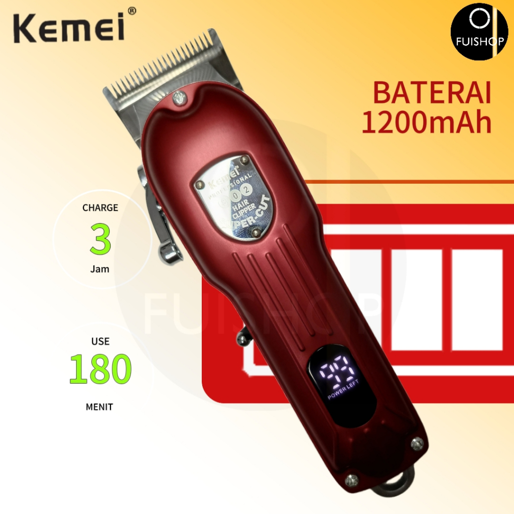 km 802 alat cukur rambut baterai LCD cas digital mesin cukur hair clipper