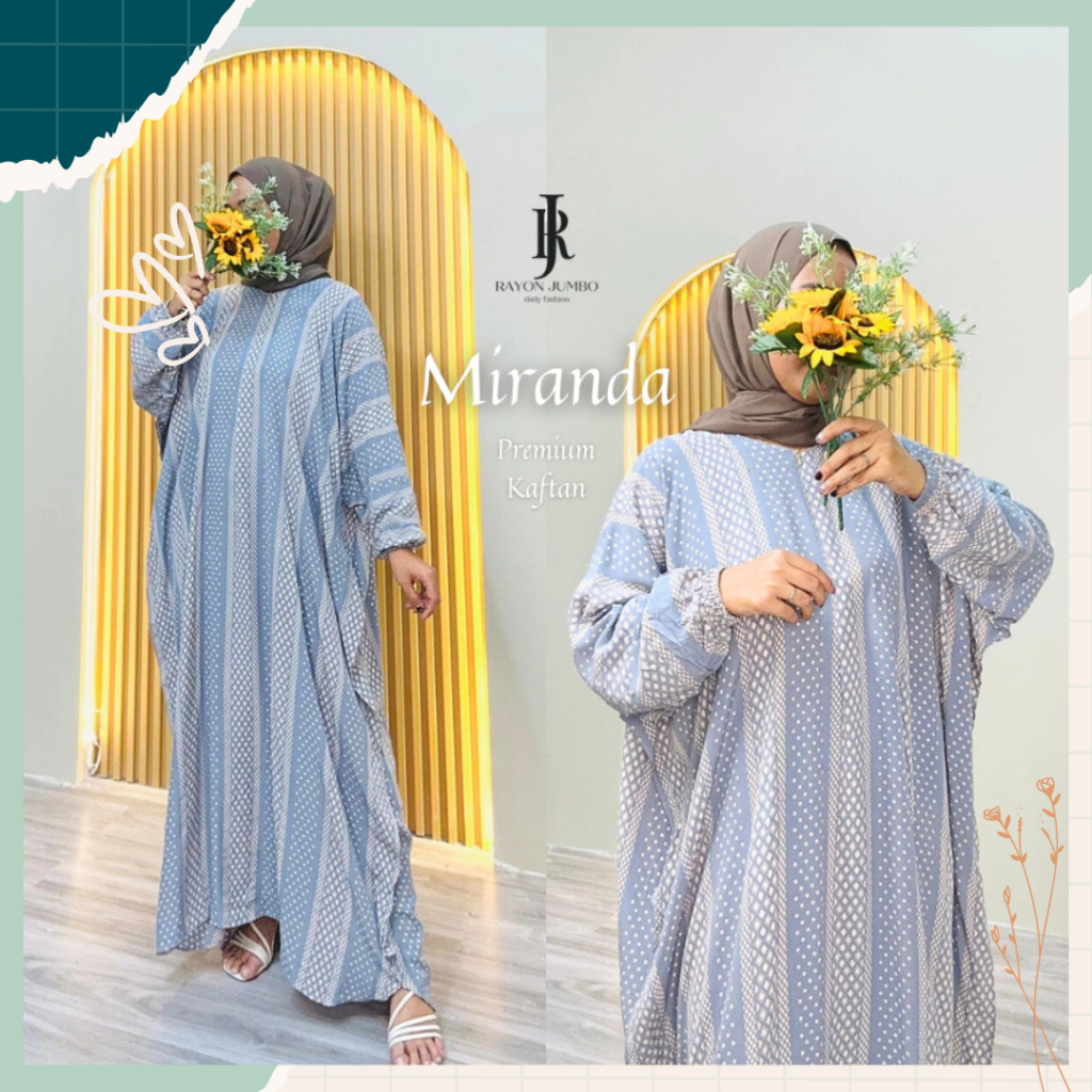 Gamis Etnik Kaftan Abaya Mirranda Dress motif Batik Adem Nyaman Oversize Daily Wanita Busui Bahan Ra