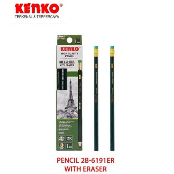 

KENKO PENCIL 2B- 6191 ER ( W/ERASER ) - 1 LUSIN
