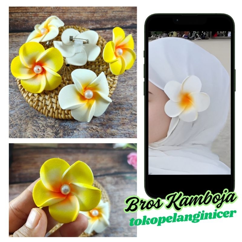 Bros Bunga Kamboja- Bros Hijab Cantik Bunga Jepun Bali-Bros Peniti Kebaya Korea Style Kamboja Tokope