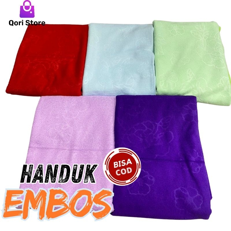 Qori Store - Handuk Embos Uk 140vm*75cm / Handuk Dewasa / Handuk Polos / Handuk Embos Polos