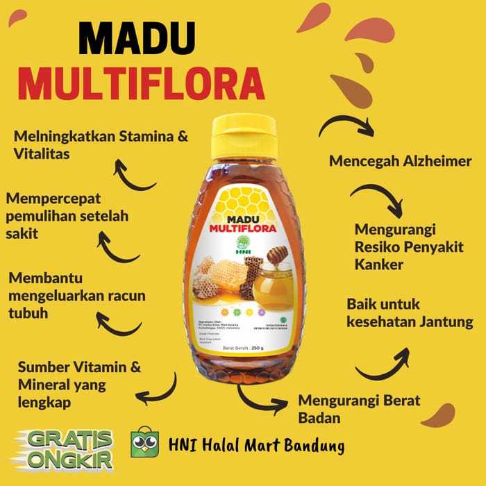 

Madu Multiflora HNI berasal dari madu lebah Apis Mellifera