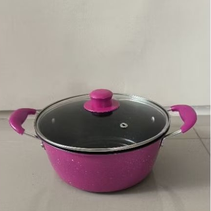 panci kuping soup marble/teflon 20 cm tutup kaca