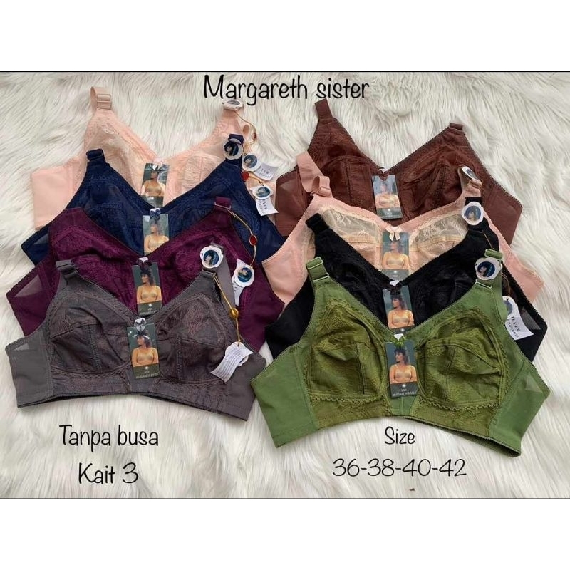 Beha Margareth Sister Bra BH Tanpa Kawat Tanpa Busa Full Burkat Kaitan 3