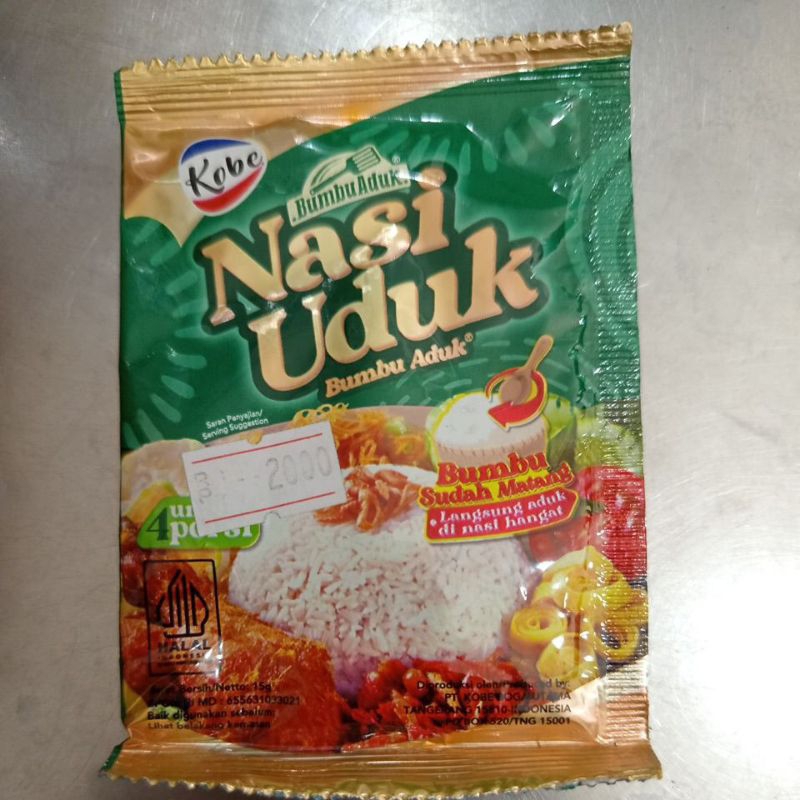 

Bumbu aduk nasi uduk Kobe 15gr (untuk 500gr nasi) exp bulan 5 tahun 2025