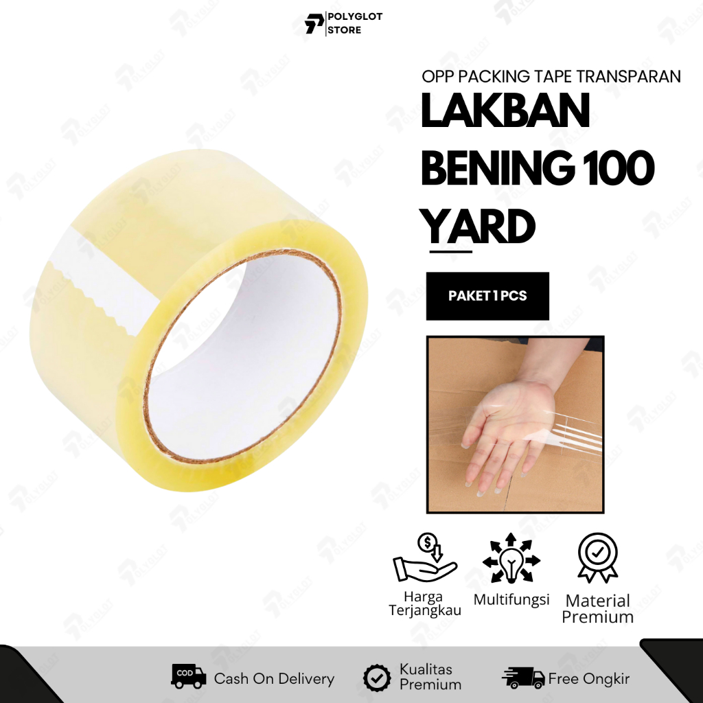 

Lakban Bening 45mm x 70 Meter OPP Packing Tape 2" Inci 100 Yard