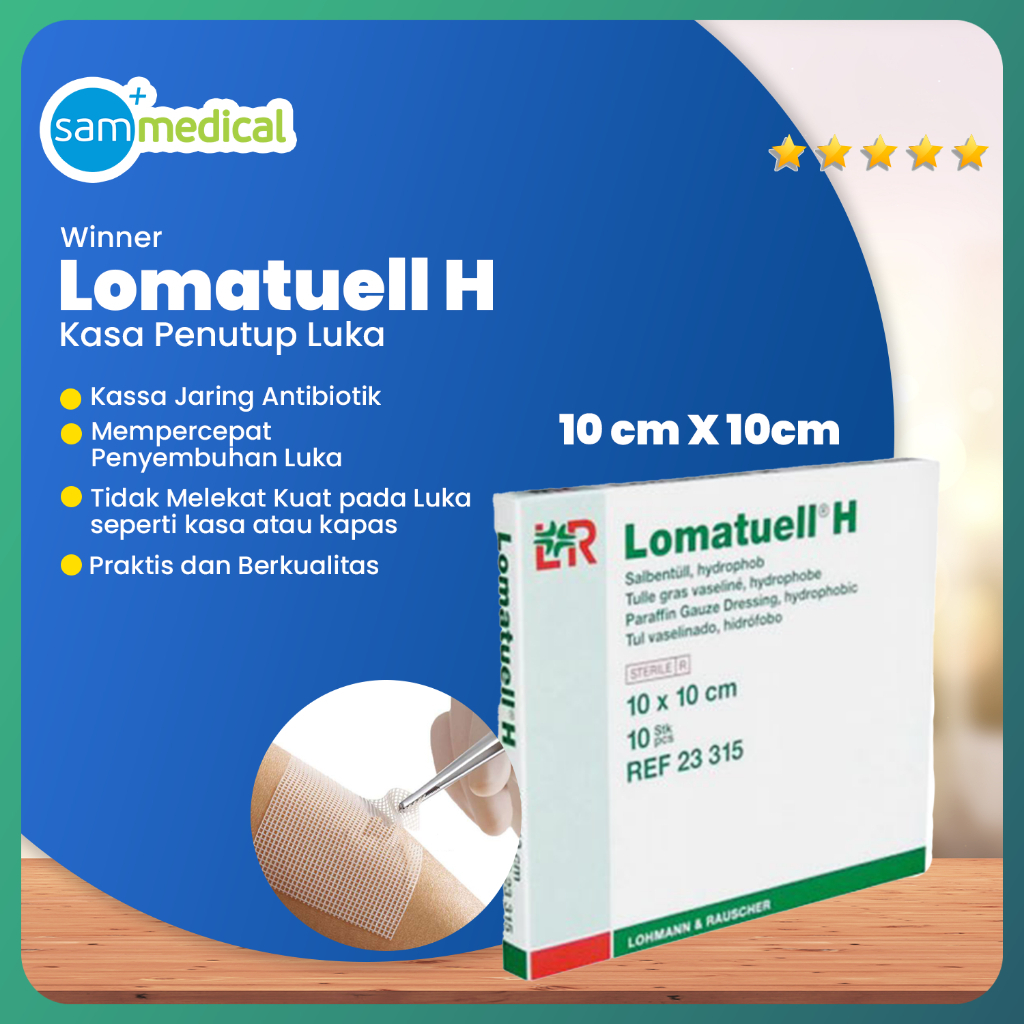 LR Lomatuell H 10 x 10 cm / Kasa Penutup Luka / Kasa Jaring Antibiotik / Sterile Gauze @lembar