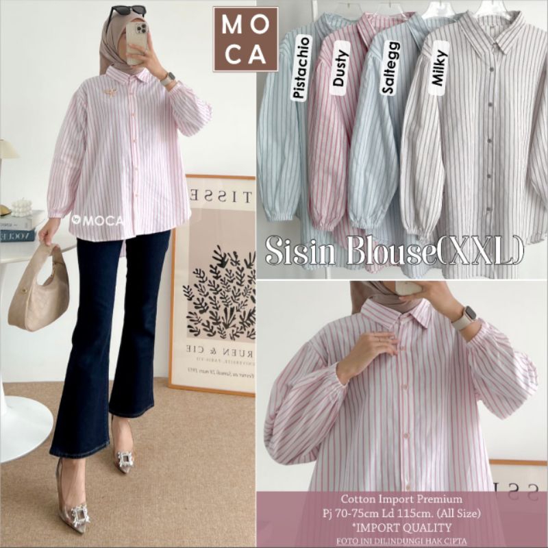 Sisin Blouse XXL Cotton Import Premium|Kemeja wanita terbaru 2025