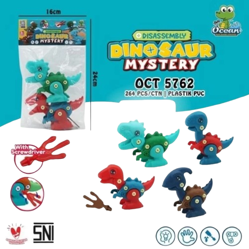 OCT 5762 DIY Dinosaur Disassembly Mystery Mainan Edukasi Anak Bongkar Pasang Robot Dinosaurus Dino V