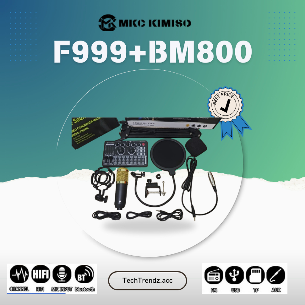 Paket Lengkap F999+BM800 Sound Card dan Mic Condenser Recording