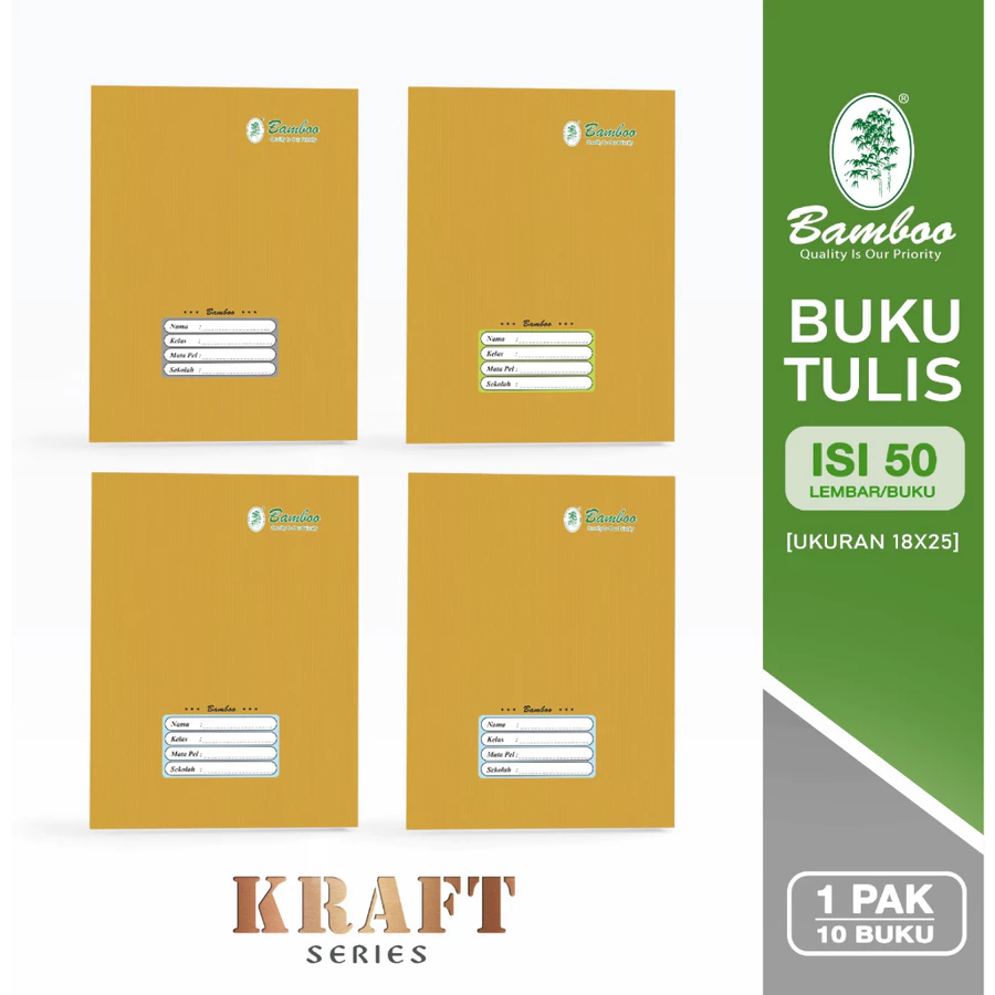 

Bamboo Buku Tulis Boxy 50 Kraft Series [ 1 Pak/10 Buku ]
