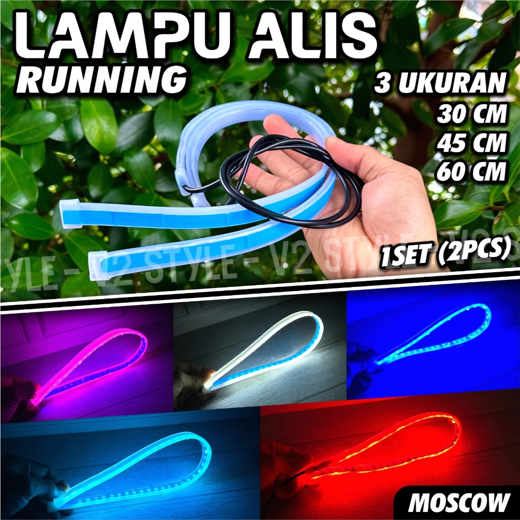 LAMPU ALIS DRL WELCONE LIGHT SIGN RUNNING SEN PNP 2 MODE TEMPEL PEREKAT ANTI AIR MOBIL MOTOR PNP NYA