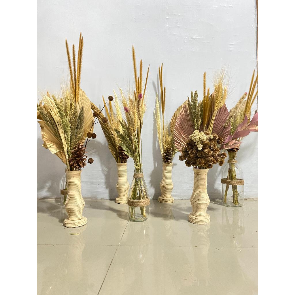 Paket Bunga Kering untuk Meja/ Daun Palem Kering/ Dekorasi Rumah/ Dekorasi Estetik