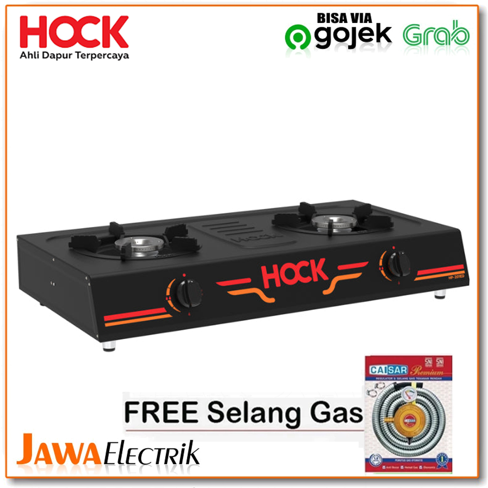 Hock Kompor Gas 2 Tungku Hock Hp-201ed Kompor Gas 2 Tungku Elegant Deluxe - Teflon