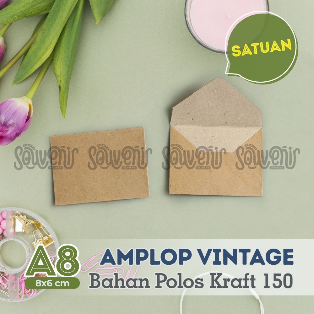 

Custom Sablon Amplop A8 Amplop Vintage Kraft 150 gr Free Design | Uk. 6x8 cm