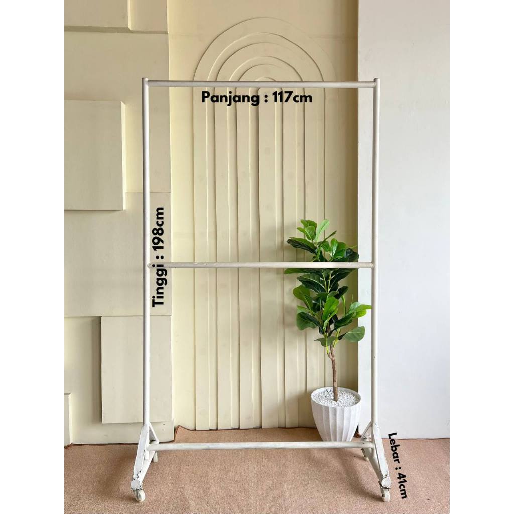 Rak Gantung Baju Serbaguna 1 - Besi - Stand Hanger - Pajangan Gawang Berdiri - Stainless -  Bekas - 