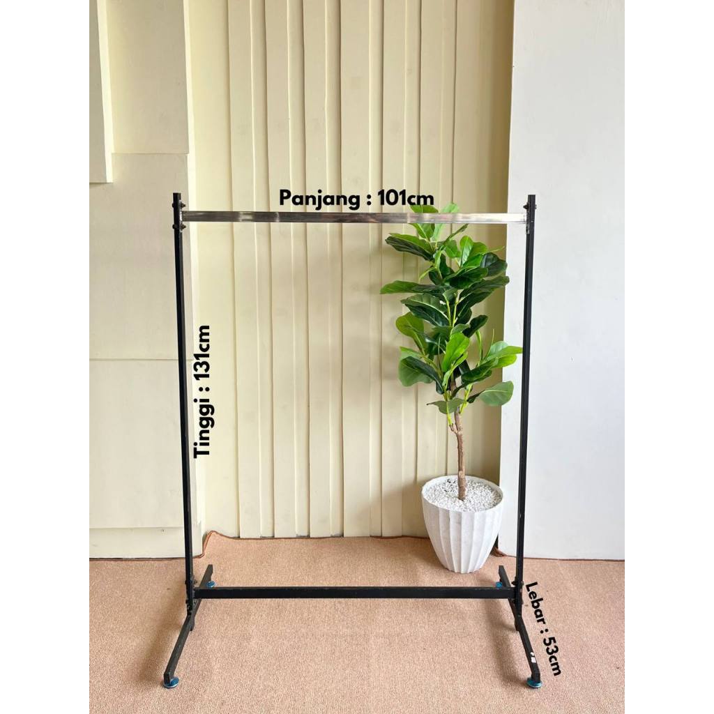 Rak Gantung Baju Serbaguna 3 - Besi - Stand Hanger - Pajangan Gawang Berdiri - Stainless -  Bekas - 