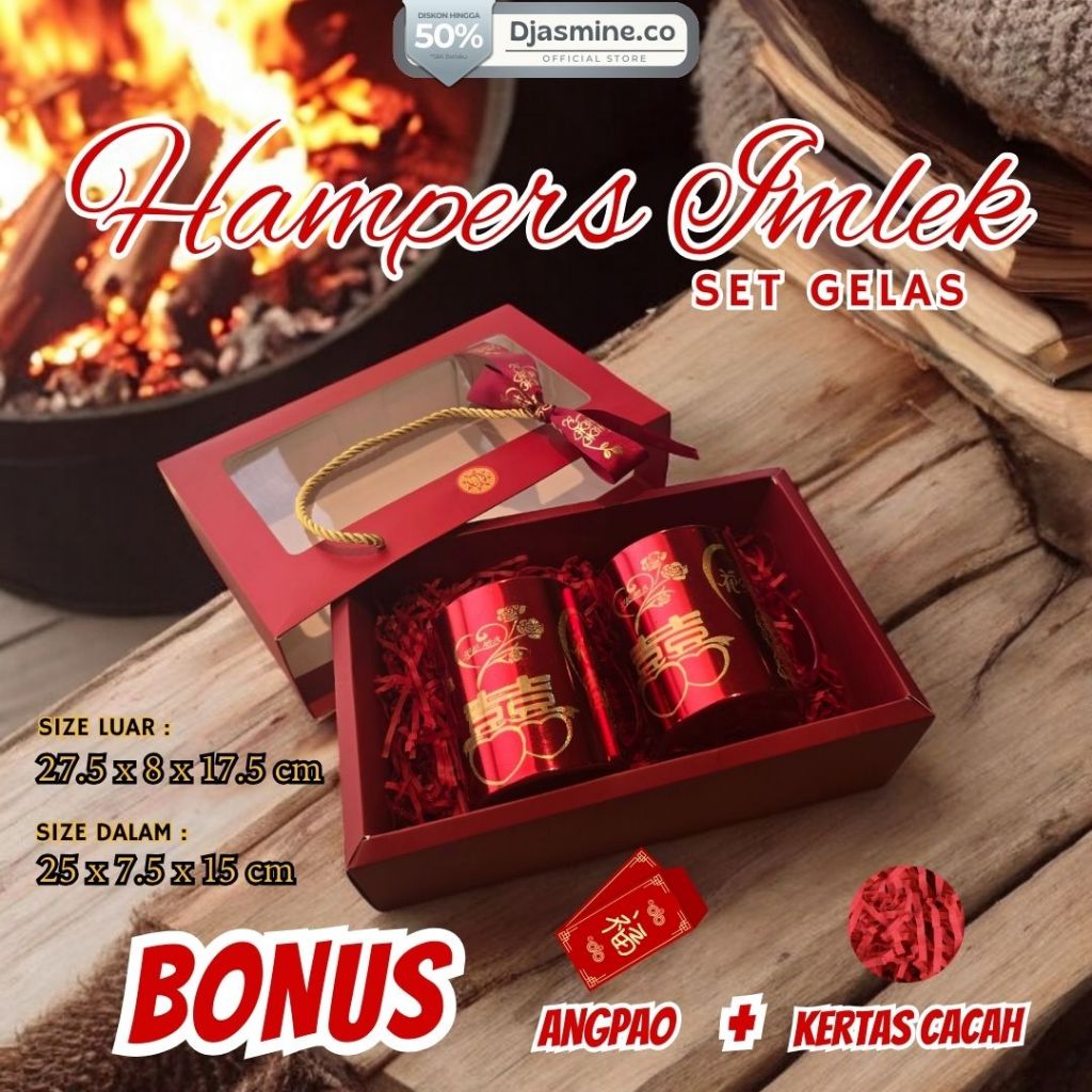 Hampers bingkisan imlek grosir set mangkuk dan set gelas couple chinese bingkisan wedding chinese