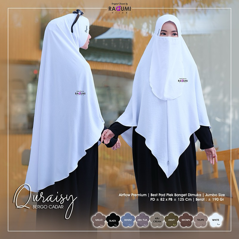 QURAISY BERGO CADAR BRAND ORI BY RAQUMI // HIJAB CADAR // HIJAB INSTAN // HIJAB CRINCLE // HIJAB SYA