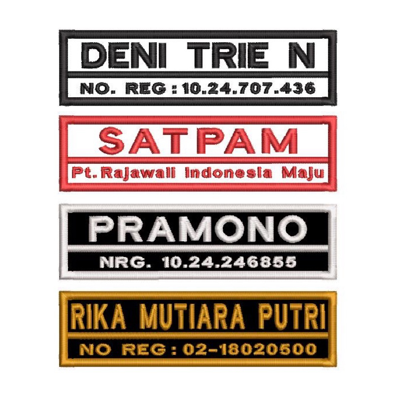 bet nama seragam.bet nama satpam.bordir komputer 1HARI JADI