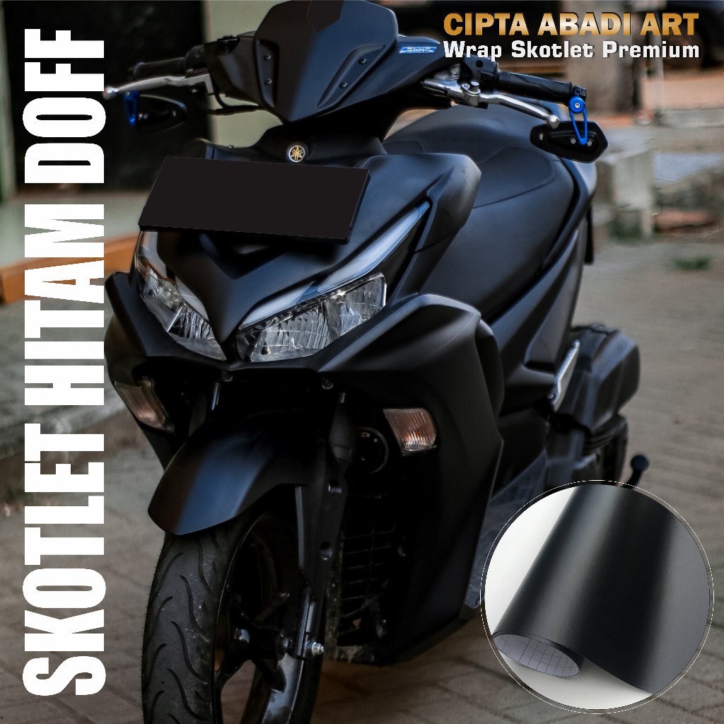 Skotlet Motor Stiker Hitam Doff Scotlet Black Matte Ukuran Lebar 45 Cm